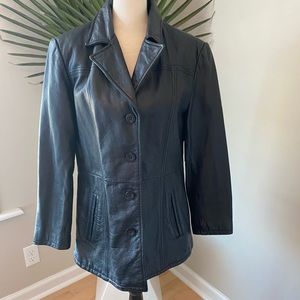 Women’s Wilson’s Leather Black Button Coat L